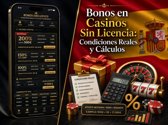Bonos en Casinos Sin Licencia: Condiciones Reales y Cálculos